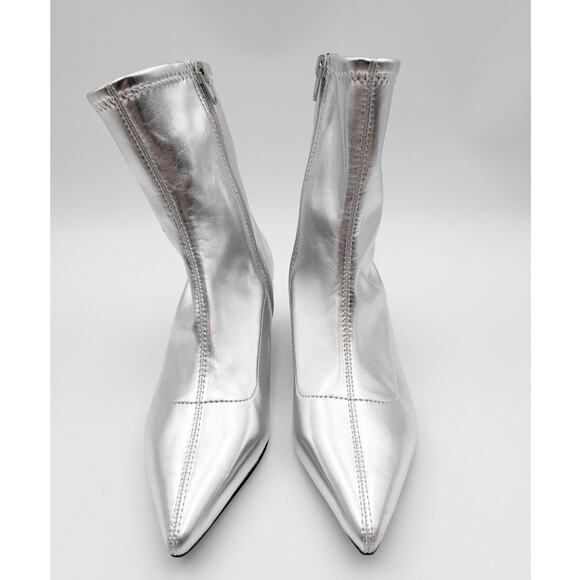Abound Erinn Pointed Toe Heel Boots Women's Silver Metallic Size US6.5M EU37 - Picture 2 of 11